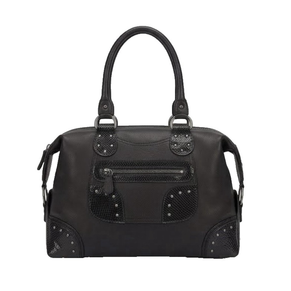 Cripple Creek Western Leather Women's Handbag Snake Skin Trim Top Handle